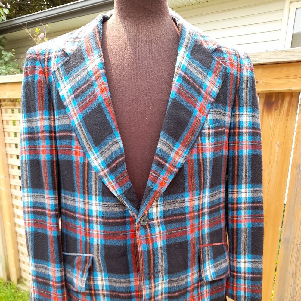 Vintage Plaid Sport Coat Jacket #3 Rockabilly "Barton's Men's Shop" 50s 60s